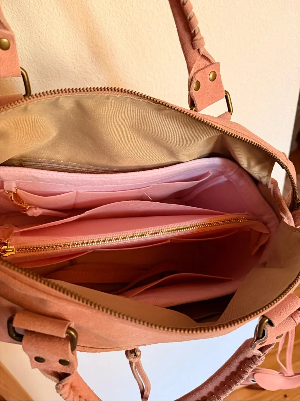Everyday Blush Tote Bag with Fringe Detail